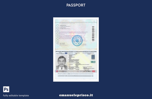 modello di passaporto macedone in stile verificato